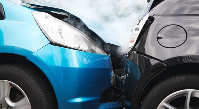 Close up of car accident
