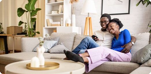 young couple relaxing on a sofa