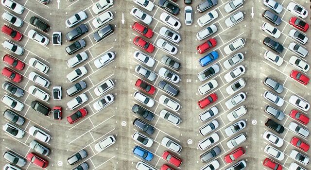 Parking lot full of new cars